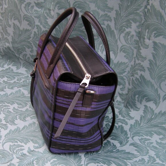 NEW Coach Bleeker Woven Leather Mini Riley Carryall in Blue Indigo/Black - Picture 6 of 11